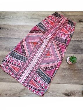 L8ter Pink Long Maxi Sheer Skirt With Slit Size Small